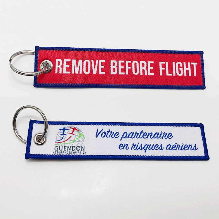 embroidered key tags