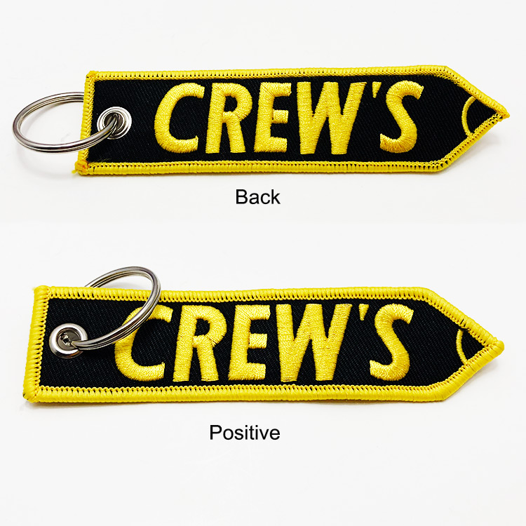 embroidered key tags