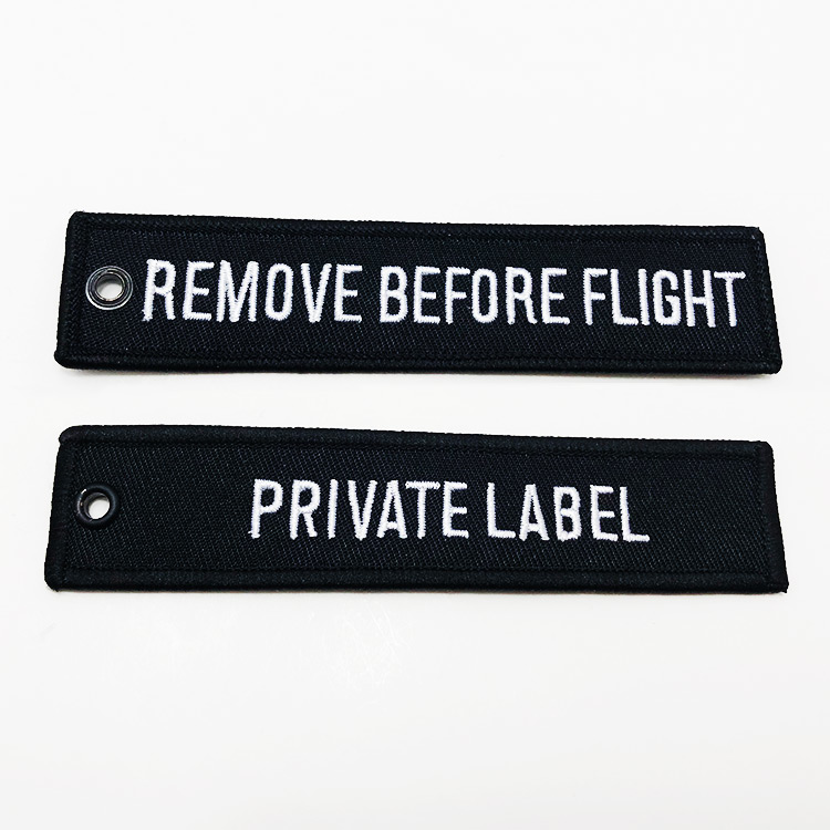 embroidered key tags