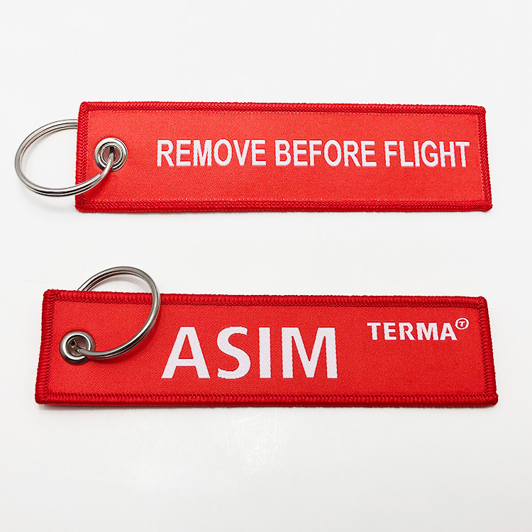 Best flight tag double sided keychain custom woven
