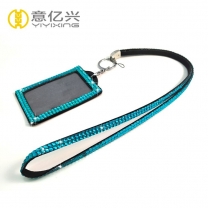 High-end customization blue bling rhinestone sparkly lanyards