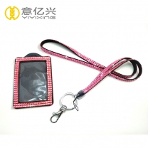 Wholesale pink bling diamante lanyard with id badge holder