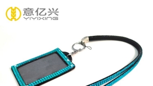 High-end customization blue bling rhinestone sparkly lanyards