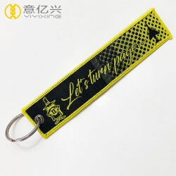 Custom color warning fabric personalized woven keychains