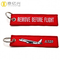 Manufacturer custom logo airline keychain embroidery designs