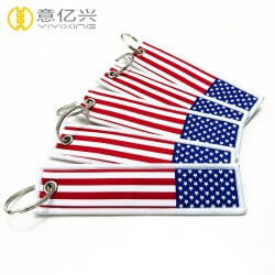 Promotion cheap customized USA Flag jet tag American keychain