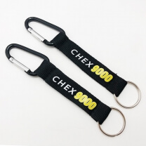 Hot selling custom silkscreen logo short carabiner lanyard keychain