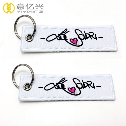 OEM Cheap Woven Textile Logo Custom Name Keychains Manufacturer