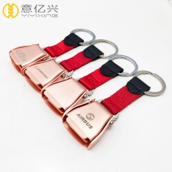Wholesale Laser logo Seatbelt Airline Keychain with Blister Package