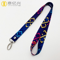 Custom cheap polyester key neck strap lanyard with oval hook