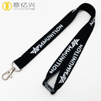 Promotional printing polyester black lanyard with lobster hook