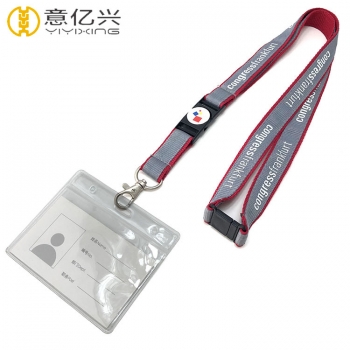 Double layer webbing custom logo id card holder lanyard neck strap