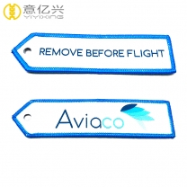 Woven Customized Double Sided Fabric Flight Tag Keychains For Airbus