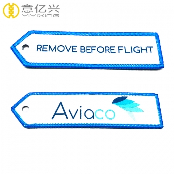 Woven Customized Double Sided Fabric Flight Tag Keychains For Airbus