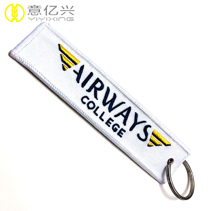 Jet Tag Keychain, Custom Jet Tag Keychain, Red Embroidery Tag Keychain