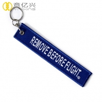 Custom fabric promotion embroidered remove before flight keychain