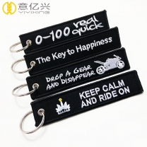 Custom badges fabric material letter embroidered ribbon keychains