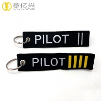 Custom Aviation Embroidered Logo Pilot Keyring for Airplane