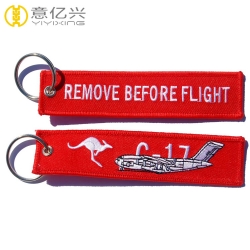 Customized Polyester Fabric Embroidery Fancy Function Airplane Keyring