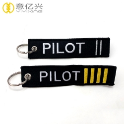 Custom Aviation Embroidered Logo Pilot Keyring for Airplane 