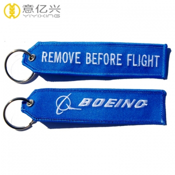 Fashion car embroidered remove before flight key chain customized