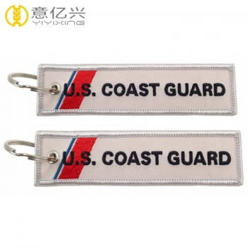 Fashion custom logo fabric embroidery lanyard keychain