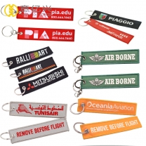 Polyester Twill Double Logo Design Fabric Woven Custom Keychains