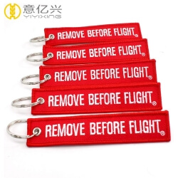 Cheap embroidered fabric remove before flight luggage tag in keychain