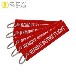 Polyester keyring for embroidered remove before flight small keychain