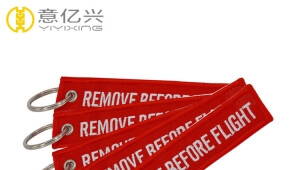 Polyester keyring for embroidered remove before flight small keychain