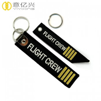 Custom Airlines Crew Embroidery Cloth Fabric Key Tag Keychain with