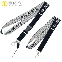 High quality wholesale black jacquard logo lanyard designs