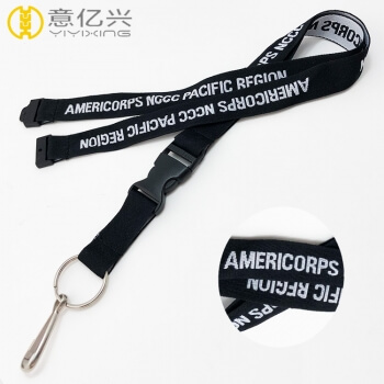 Custom polyster material adjustable black lanyard with buckle