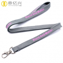 Hot sale silkscreen printed gray tape tube lanyard with custom logo