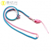 Factory price custom double color plastic neck zipper lanyard