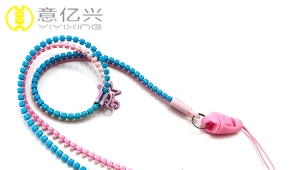 Factory price custom double color plastic neck zipper lanyard