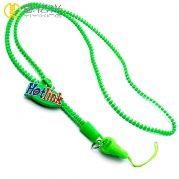 Custom silicone puller 5mm plastic personalized zipper lanyard
