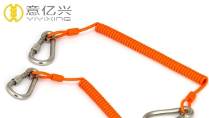 Stretchable spring cord fly fishing lanyard for keys