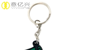 Good quality shoes logo pvc cute rubber keychain custom with metal ring