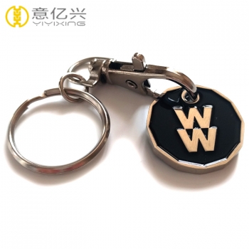 Promotional cheap multi colors metal shopping coin holder keychain