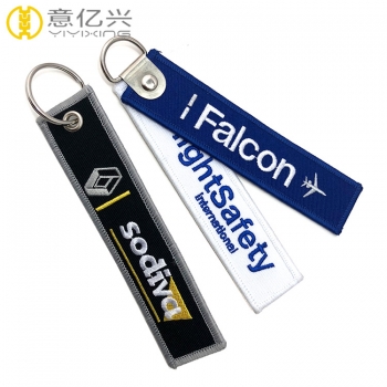Wholesale fabric customized key tag embroidered keychain