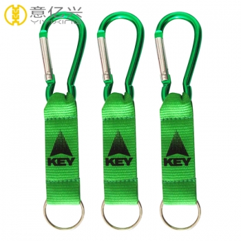 Wholesale metal carabiner keychain with custom logo short lanyard