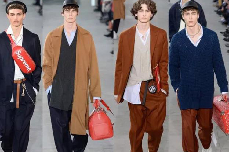 Model wearing a keychain on the catwalk