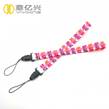 Smooth polyester ribbon cute animal paw print short lanyard