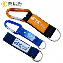 Custom logo Short strap carabiner lanyard with key ring