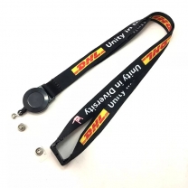 Custom heat transfer logo black DHL express lanyard