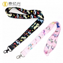 Custom Cute Printed Unicorn Lanyard With Metal Hook