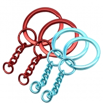 YYX 1 inch metallic Red teal blue iron Keychain color split key ring