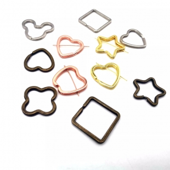 Luxury Keychain Accessories Metallic Silver Flat Split Key Ring Bulk Diy Brass Keyring Heart