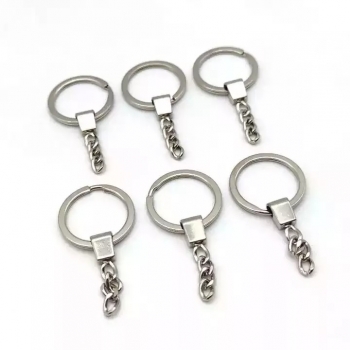1inch 25mm Split Metal Key Ring with Chain Nickel Plated Key Ring Silver Color Keychain Ring custom keychain